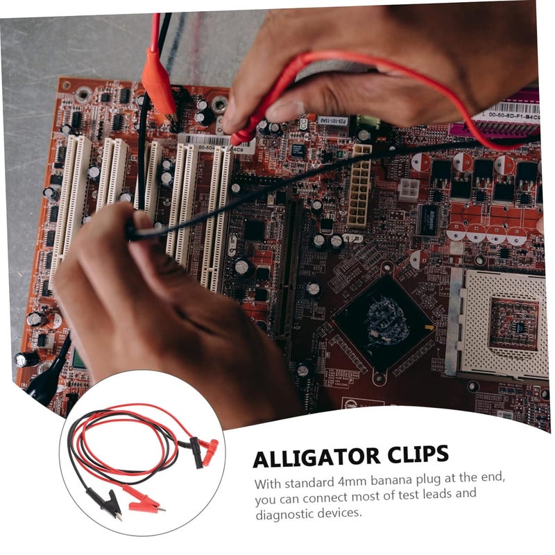 طقم كابلات اختبار ملاقيط ثقيلة الواجبات، مجسات نحاسية، كابلات متعددة المقاييس الكهربائية للسيارات، أسود وأحمر - Image 5