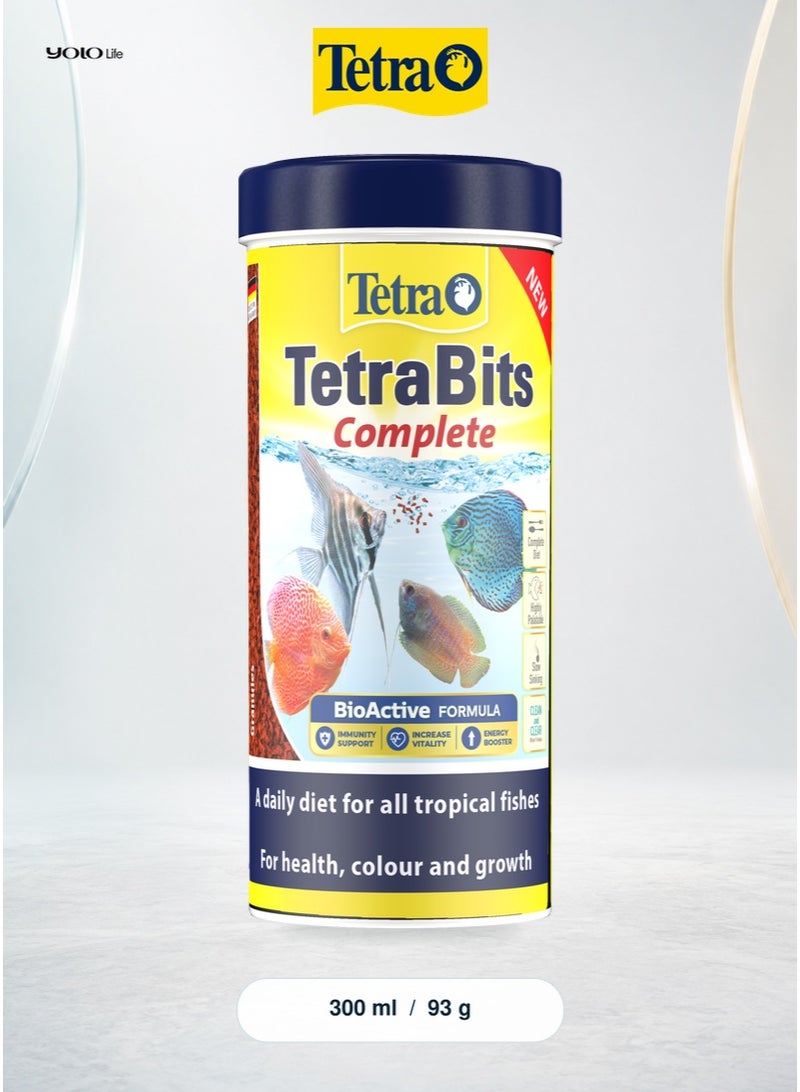 تترا تيترا TetraBits Complete طعام أسماك 300 مل (93 جم) T159، غذاء متكامل لجميع الأسماك الاستوائية، حبيبات بروتين 47.5%، تركيبة BioActive، فيتامينات ومعادن، مياه أنظف وأصفى - Image 1