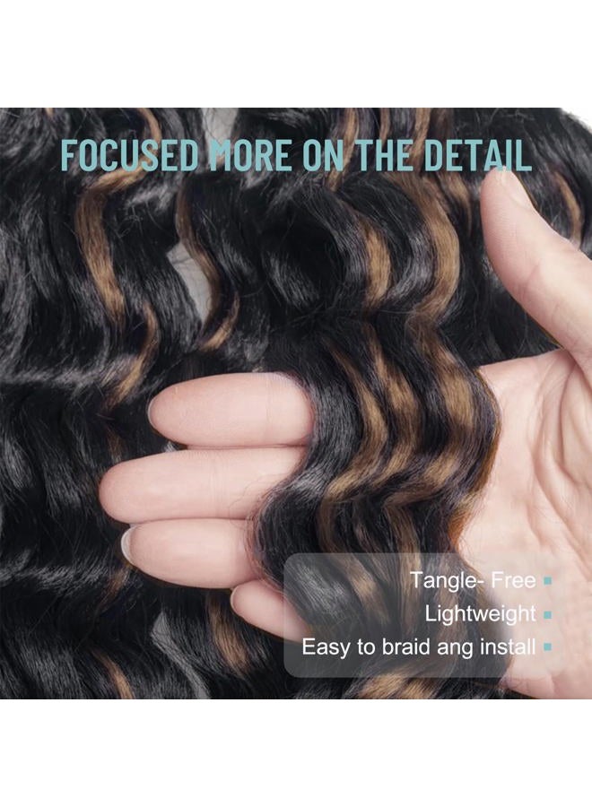 ToyoTree Ocean Wave Crochet Hair - 9 Inch 8packs Light Brown Mix Brown Crochet Braids, Synthetic Braiding Hair Extensions (9 inch, P4/30) - Image 4