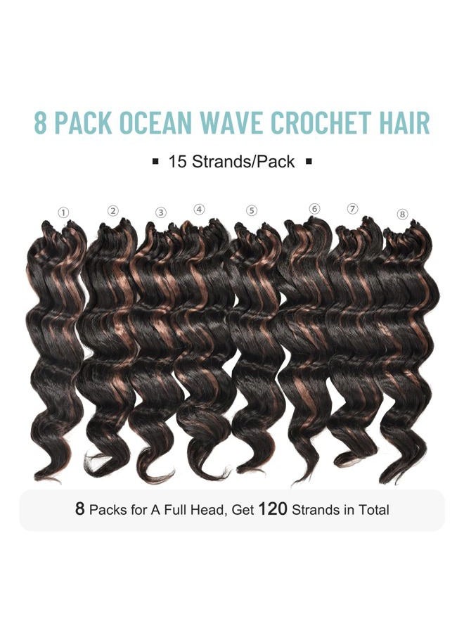 ToyoTree Ocean Wave Crochet Hair - 9 Inch 8packs Light Brown Mix Brown Crochet Braids, Synthetic Braiding Hair Extensions (9 inch, P4/30) - Image 5