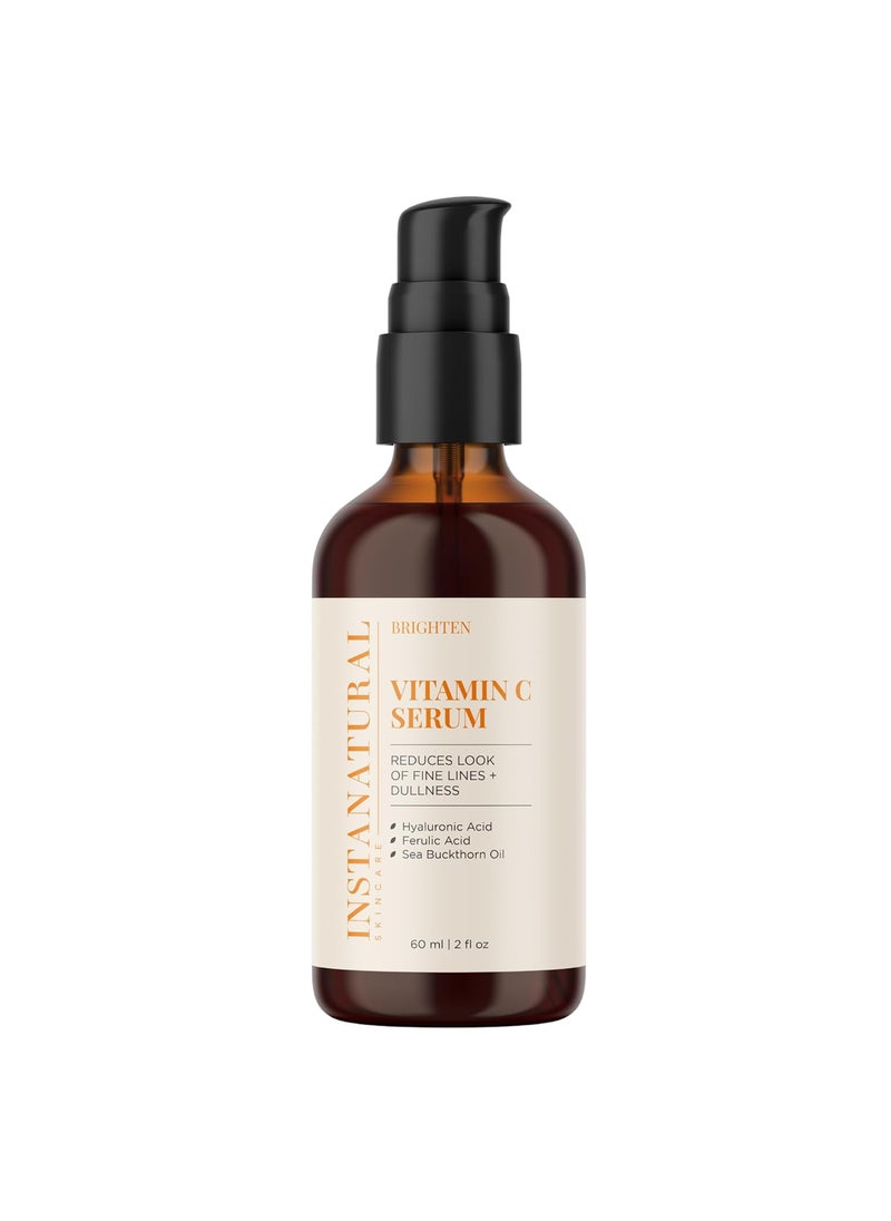 Instanatural InstaNatural Vitamin C Face Serum, Brightens, Hydrates and Reduces Signs of Aging, with Vitamin C, Hyaluronic and Ferulic Acid, 2 FL Oz 