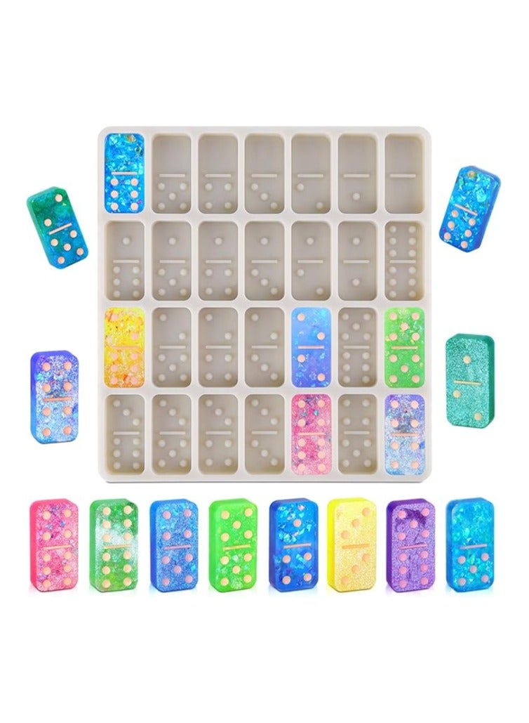 قوالب دومينو احترافية لصب الراتنج من اونوكي، قالب دومينو سيليكون كبير بـ 28 تجويف، قوالب خبز - تصميم مرن وغير لاصق - مثالية لقالب الشوكولاتة والصابون والجيلي وزينة الكيك