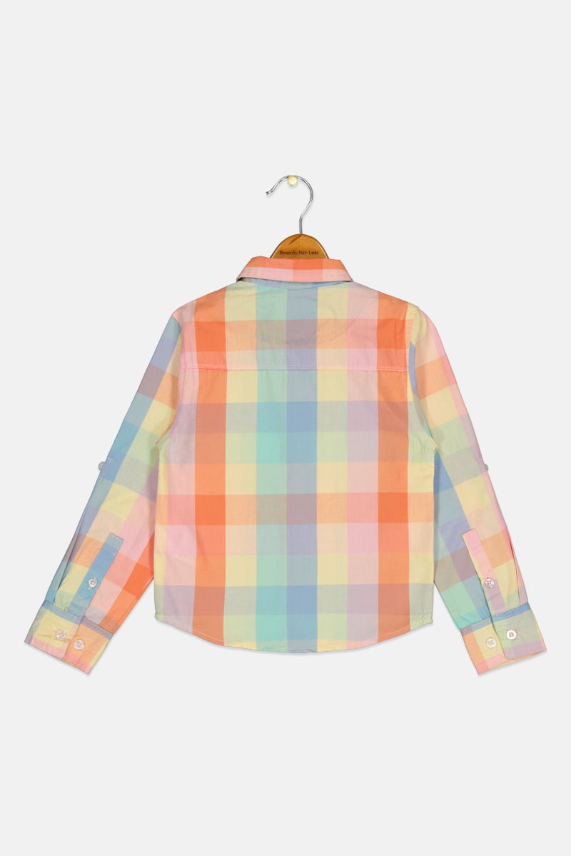DKNY Kids Boy Checkered Long Sleeve Casual Shirt, Multicolor  - Image 2