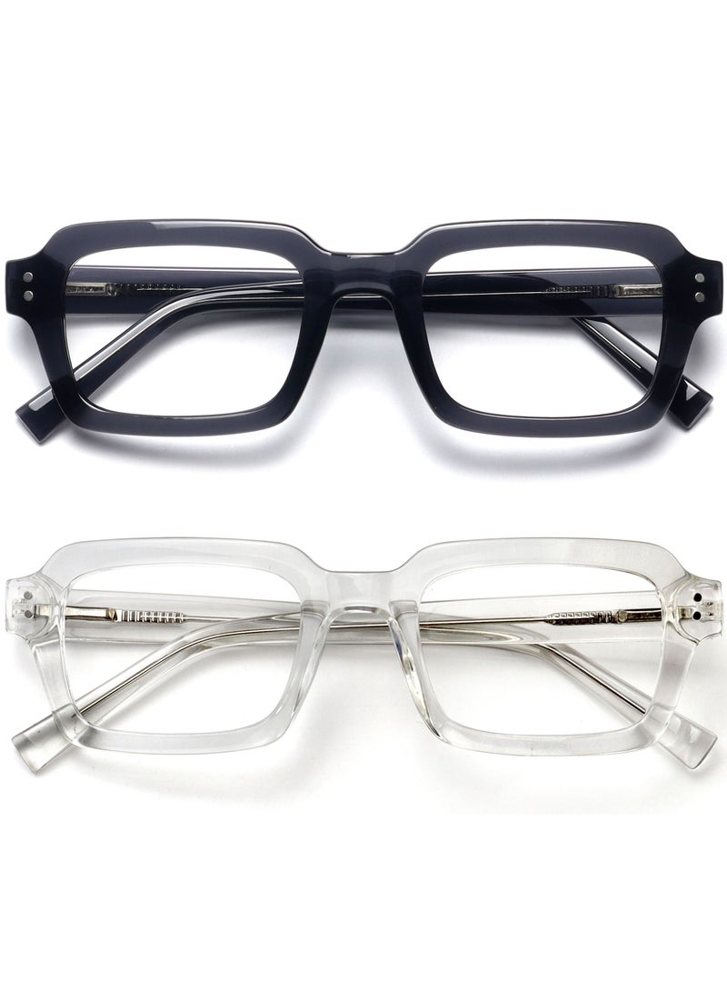 OPULIZE EDG Blue Light Blocking Reading Glasses for Women Men,Anti-reflective Anti-Glare Computer & Gaming Lenses,Vintage Rectangular Frame,UV & Eyestrain Protection,Black Clear +2.50 (Pack of 2) - Image 1