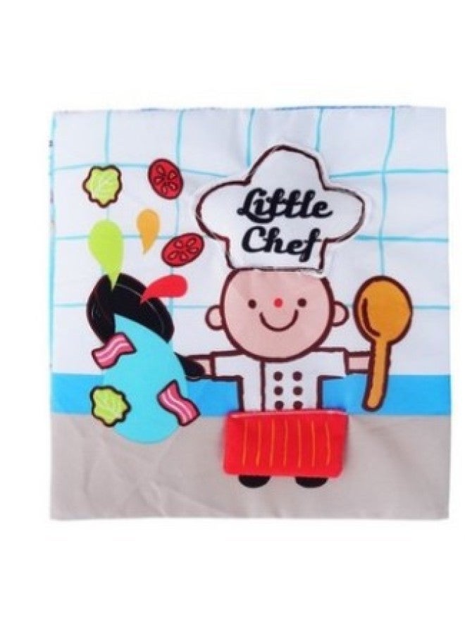 Multifunctional Flower Three-dimensional Cloth Book Baby Educational Cloth Book Handle Recognition Color Shape Learning Dressing-Color:JOV Chef Cloth Book  - Image 1