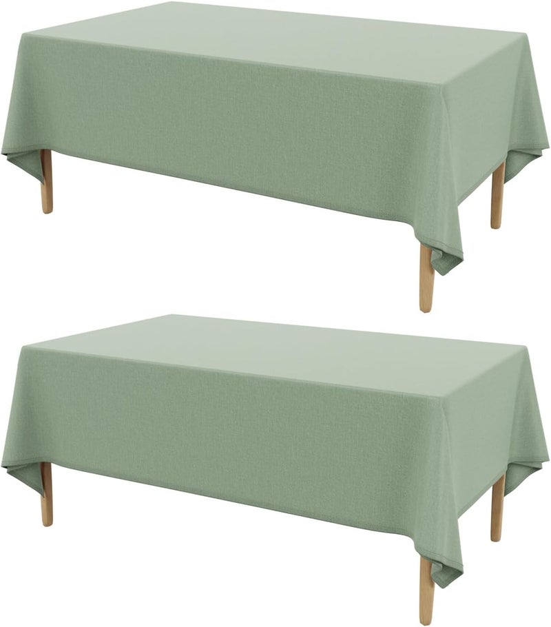 AUSSPVOCT 2 Pcs Textured Linen Table Cloth for Rectangle Table  52x70 Inch Cloth Tablecloth Rectangular Waterproof Washable Fabric Dining Table Cover for Christmas Holiday Party Kitchen Decor - Image 1