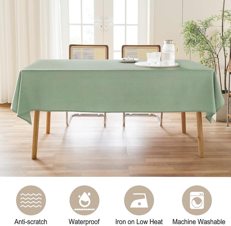 AUSSPVOCT 2 Pcs Textured Linen Table Cloth for Rectangle Table  52x70 Inch Cloth Tablecloth Rectangular Waterproof Washable Fabric Dining Table Cover for Christmas Holiday Party Kitchen Decor - Image 2