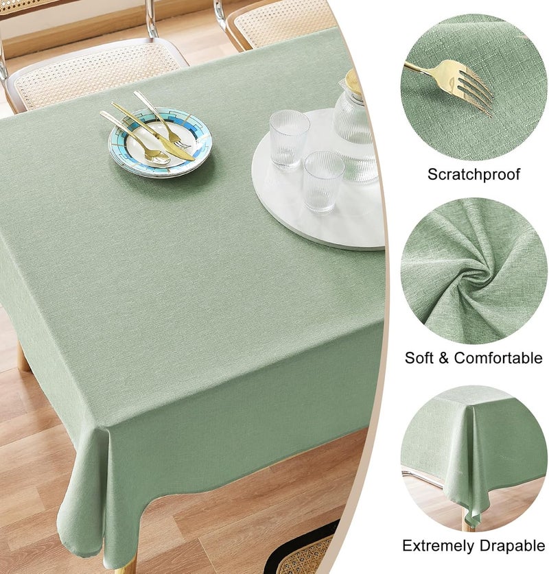 AUSSPVOCT 2 Pcs Textured Linen Table Cloth for Rectangle Table  52x70 Inch Cloth Tablecloth Rectangular Waterproof Washable Fabric Dining Table Cover for Christmas Holiday Party Kitchen Decor - Image 5