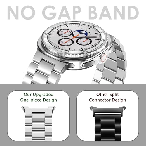 WINGLE Stainless Steel Bands for Galaxy Watch 8 Band Samsung Galaxy Watch 8 Classic Band 46mm 44mm 40mm Men Rugged Metal Strap Classy Elegant Casual Business Bracelet Galaxy Watch8/ 8 Classic, Silver - Image 4