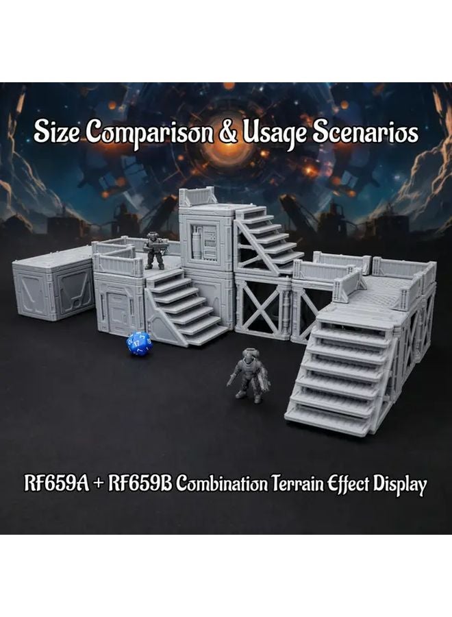 RF659B مجموعة مستعمرة سقالات خيال علمي لعبة أدوار تضاريس مجموعة وحدات البناء افعلها بنفسك عدة بلاستيك رمادي - Image 4