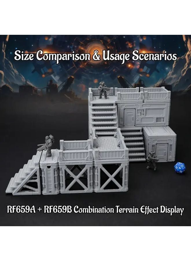 RF659B مجموعة مستعمرة سقالات خيال علمي لعبة أدوار تضاريس مجموعة وحدات البناء افعلها بنفسك عدة بلاستيك رمادي - Image 2