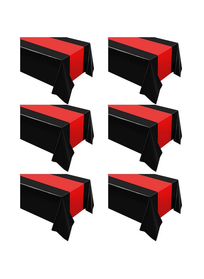 Oudain Christmas Disposable Plastic Tablecloths 54" x 108" for Rectangle Tables Cloths Waterproof Table Cover for Thanksgiving Day Wedding Birthdays Decoration(Black, Red,6 Pcs) - Image 4