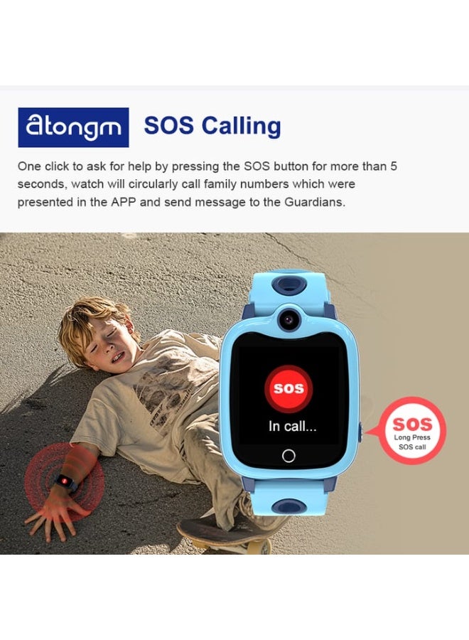 أتون جم ساعة ATONGM الذكية للأطفال، مزودة بخاصية مكالمات الفيديو عبر شبكة الجيل الرابع، ونظام تحديد المواقع عبر LBS، وكاميرا، وميزة الدردشة الصوتية، ومقاومة للماء بمعيار IP67. - Image 3