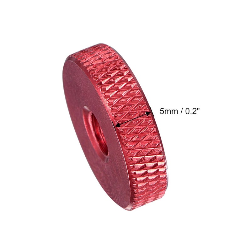 uxcell Flat Knurled Nut - M6 x 20mm x 5mm Thumb Nuts Lock Adjusting Nuts Aluminum Alloy Red 5Pcs - Image 4