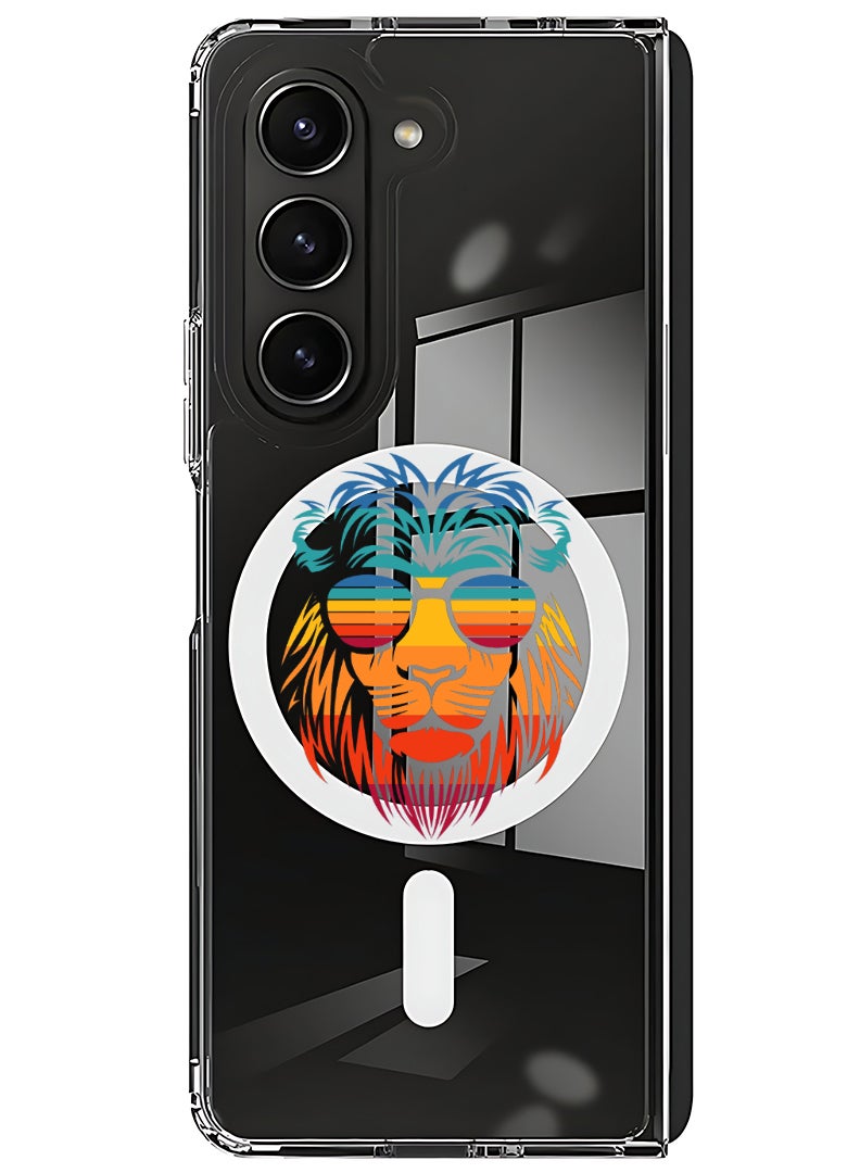 Theodor Magnetic Case for Samsung Galaxy Z Fold 6 Compatible with MagSafe Wireless Charging, Shockproof Phone Bumper Cover lion - Image 1