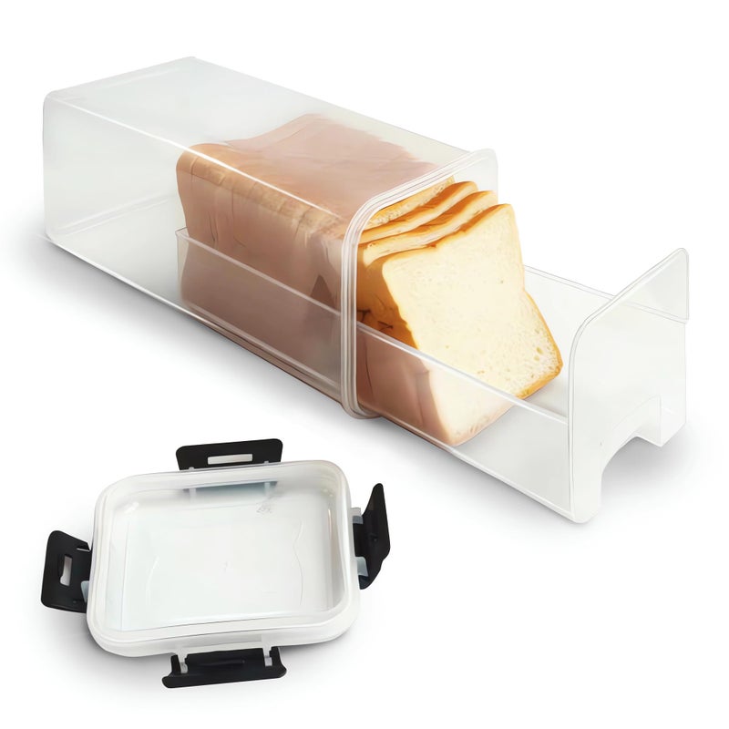 CZWL&HG Bread Storage Container with drawer Tray,Plastic Bread Box with Airtight Lid,Loaf Bread Keeper,Bread Holder for Homemade Bread,BPA Free - Image 1