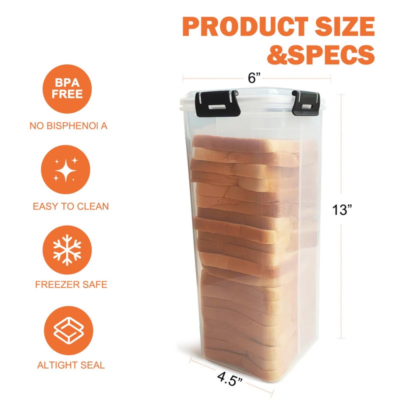 CZWL&HG Bread Storage Container with drawer Tray,Plastic Bread Box with Airtight Lid,Loaf Bread Keeper,Bread Holder for Homemade Bread,BPA Free - Image 3