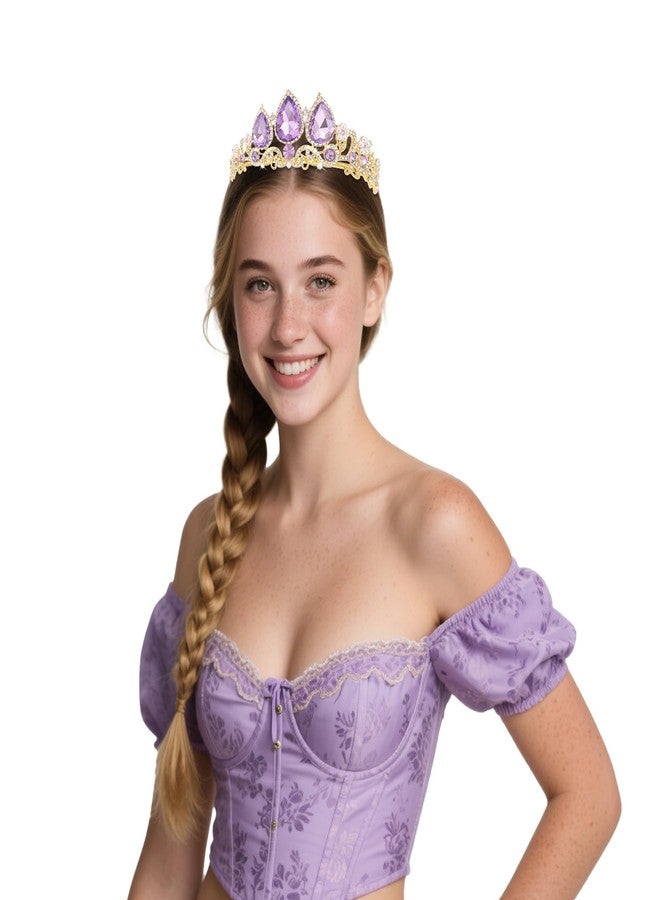 Semato Purple Princess Crown Halloween Cosplay Tiara Purple Crystal Crown for Party and Birthday Gifts - Image 4