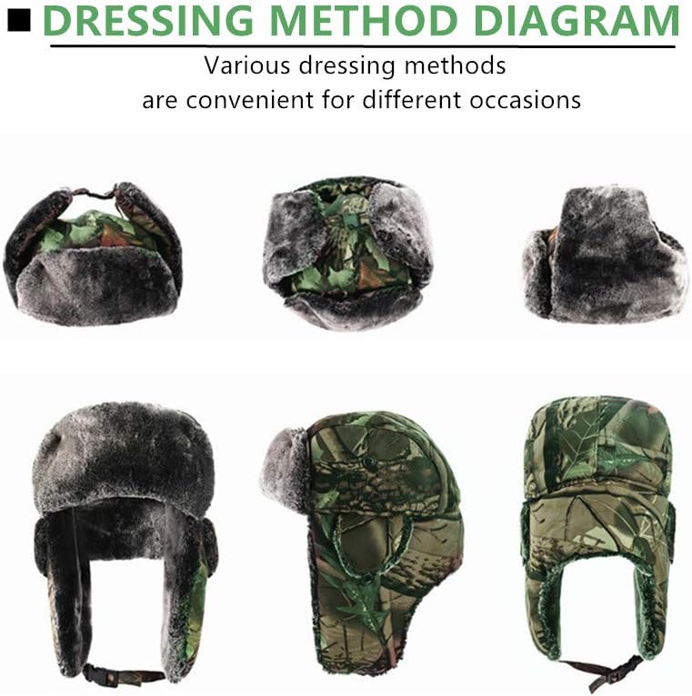 UOUDIO Camouflage Winter Bomber Trapper Hats Ushanka -Men Women Russian Trooper Ear Flaps Ski Snow Cold Weather Fur Mens Caps - Image 2