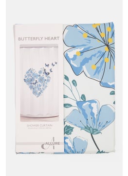 allure Butterfly Heart Shower Curtain, Sky Blue Combo  - Image 1