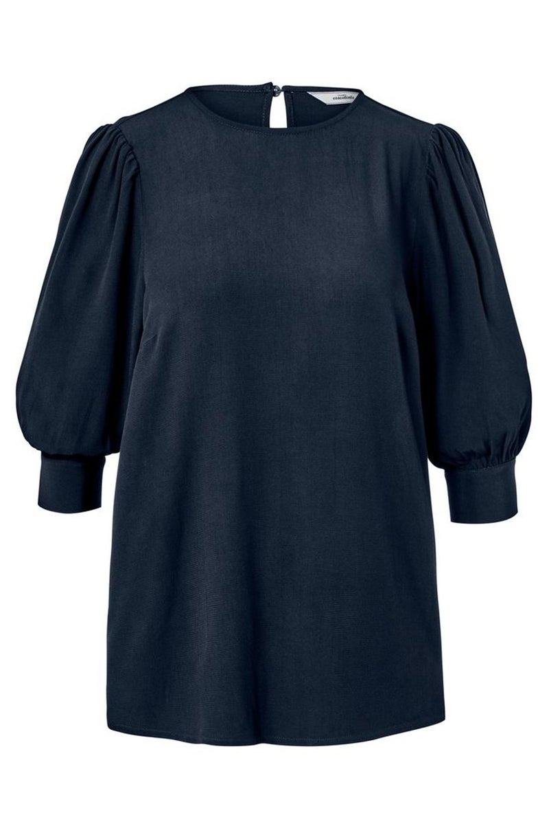 Tchibo Women Round Neck 3/4 Sleeve Solid Top, Navy Blue - Image 2