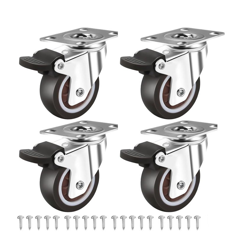 Universal Swivel Heavy Duty Furniture Casters 4Pcs 2 Inch Brake Silent Trolley Wheels - Image 1