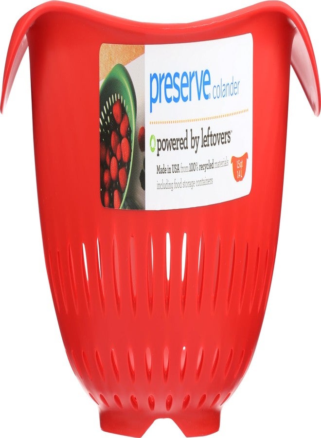 Preserve Small Colander, Made from Recycled Plastic, 1.5 Quart Capacity, Red - Image 1