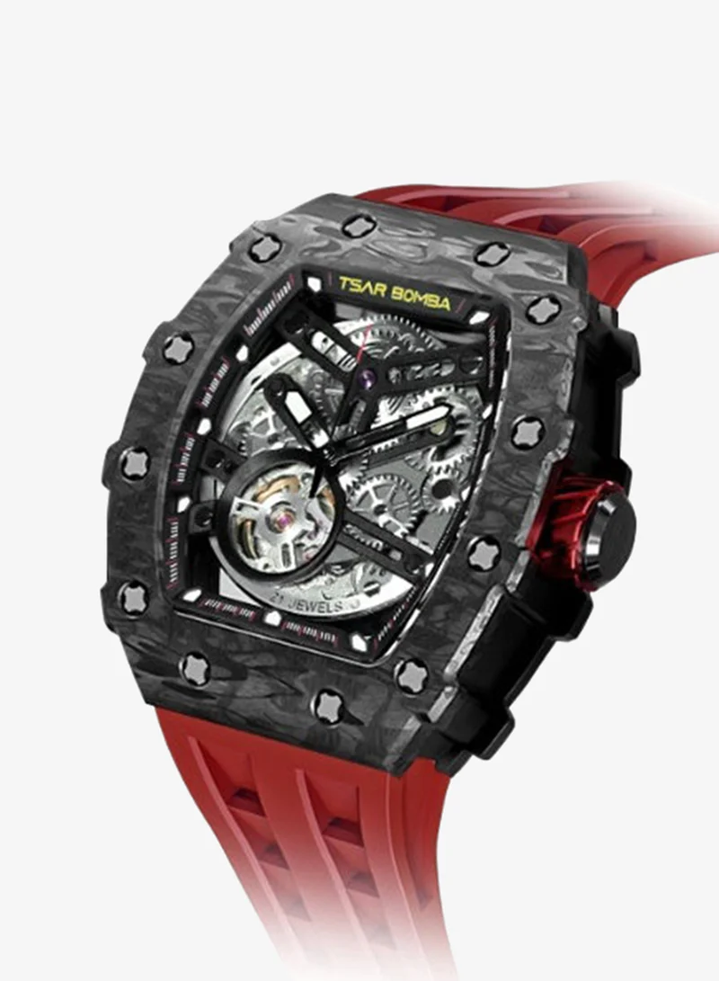 Tsar Bomba 43 mm Tsar Bomba Men's Watch Automatic Skeleton Mechanism Watch Luxury Sapphire Barrel Waterproof 50 m Durable Brand Rectangular Diving Sport Military Gift Man  | Best Price UAE