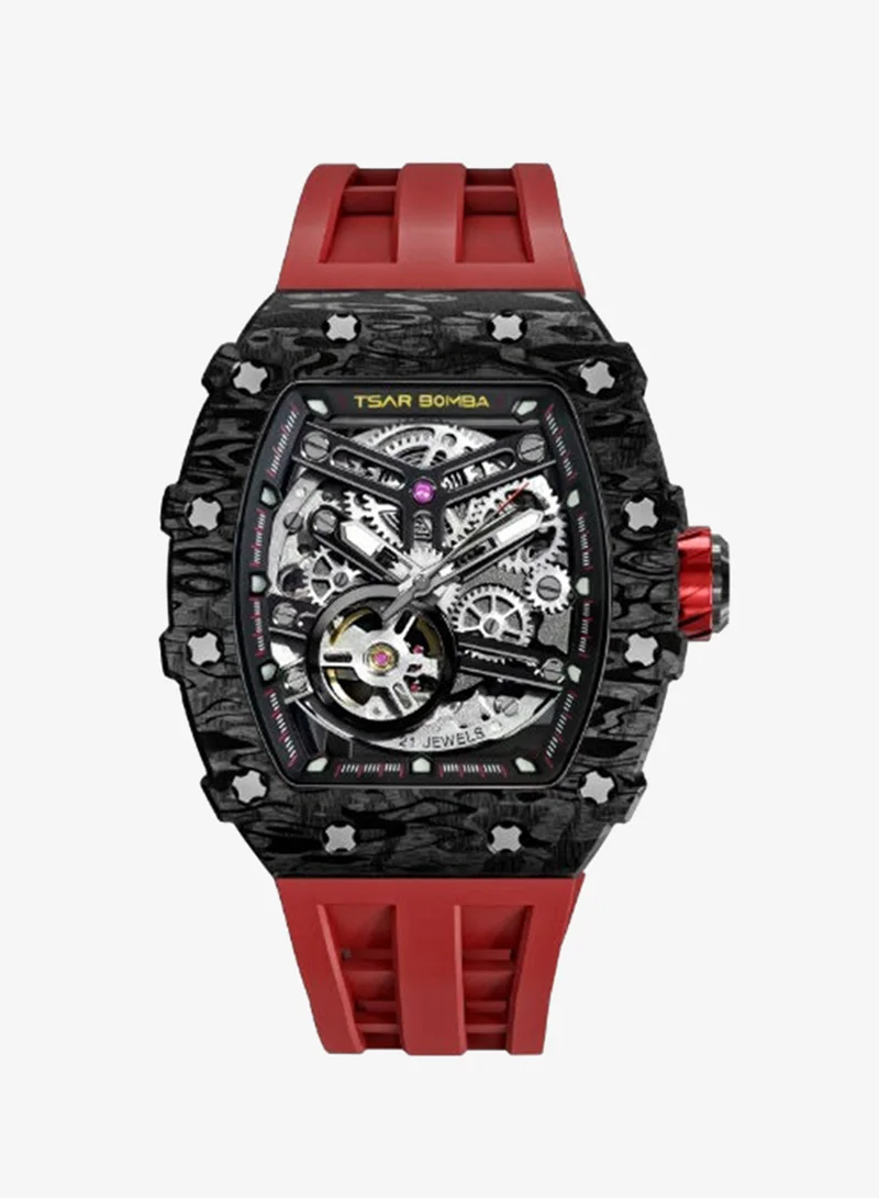 Tsar Bomba 43 mm Tsar Bomba Men's Watch Automatic Skeleton Mechanism Watch Luxury Sapphire Barrel Waterproof 50 m Durable Brand Rectangular Diving Sport Military Gift Man  | Best Price UAE