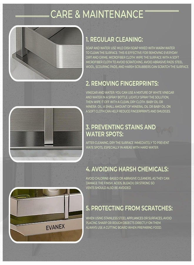 EVANEX Bathroom Wall Shelf | 5x12 Inch 304 Stainless Steel Organizer | Rustproof Bathroom Storage Rack | Wall-Mounted Shelves for Toiletries, Bathroom Accessories, Kitchen & Home Use - Image 4