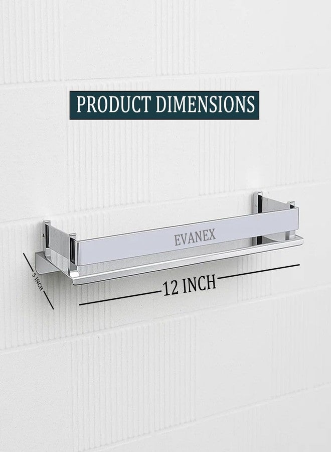 EVANEX Bathroom Wall Shelf | 5x12 Inch 304 Stainless Steel Organizer | Rustproof Bathroom Storage Rack | Wall-Mounted Shelves for Toiletries, Bathroom Accessories, Kitchen & Home Use - Image 5