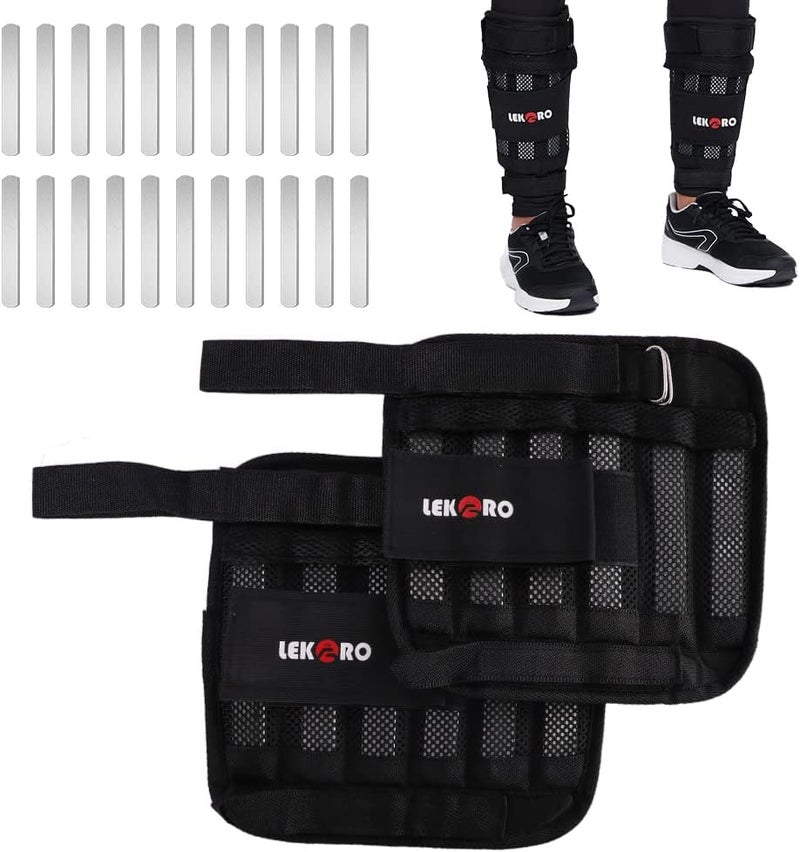 LEKÄRO Adjustable Wrist Ankle Weights with Removable Steel Bars, 1 Pair Arm Leg Weights for Men Women, No Sand Leakage, for Walking Jogging Yoga Fitness - Image 1