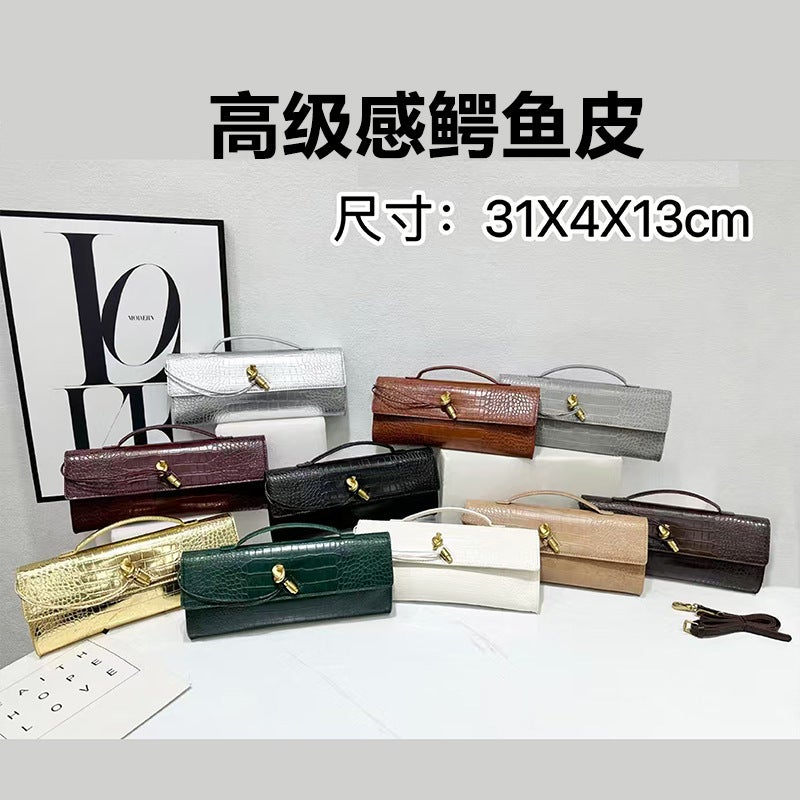 Bv Style Hand-Woven Bag, Single-Shoulder Baguette Bag, Fashionable And Exquisite Horizontal Clutch Evening Bag, Women'S Crossbody Bag - Image 4