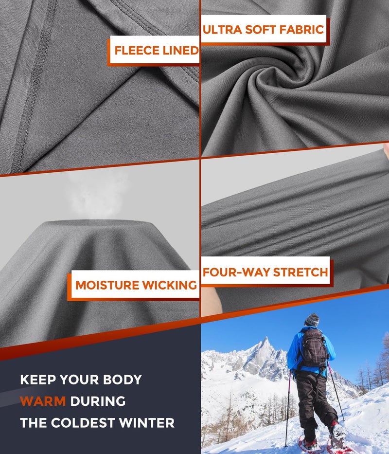 CL convallaria Thermal Underwear for Men, Long Johns Winter Hunting Gear Sport Skiing Base Layer Top and Bottom Set Midweight Grey Small - Image 5