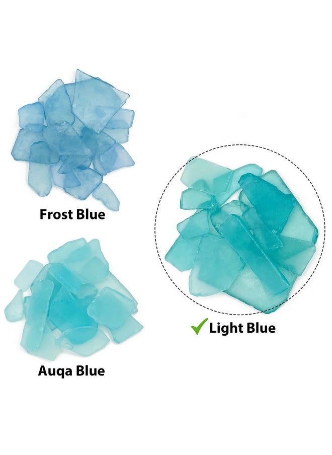 CYS EXCEL Sea Glass 16 Ounces Light Blue Multiple Color Choices Crushed Glass Vase Filler Aquarium Nautical Décor For Art Crafts Flat Frosted Dyed Color Stone  - Image 4
