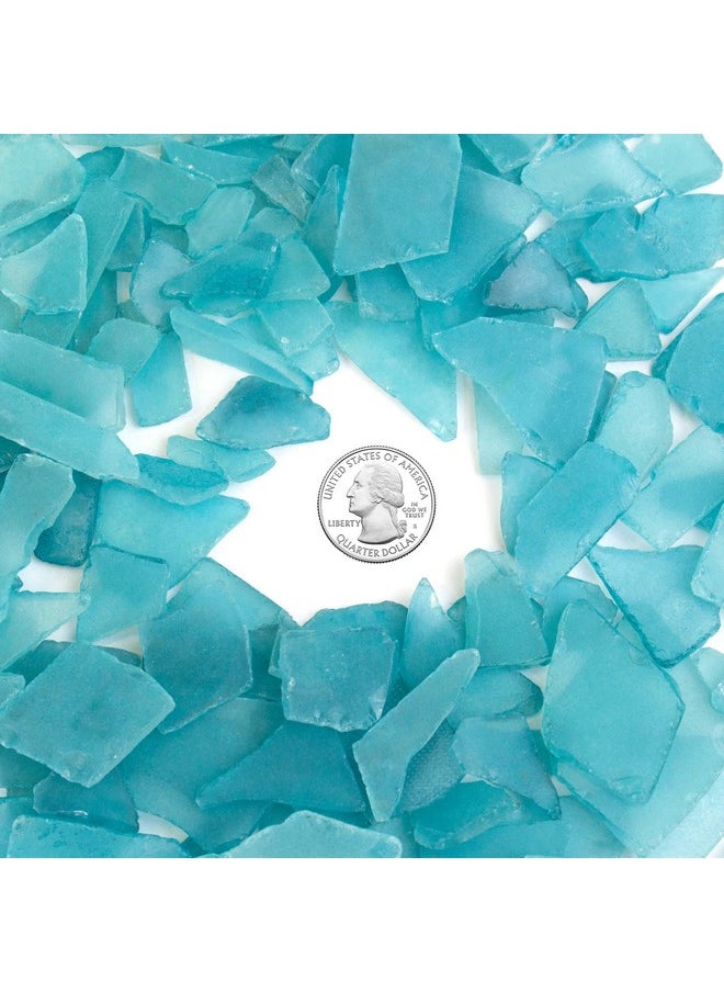 CYS EXCEL Sea Glass 16 Ounces Light Blue Multiple Color Choices Crushed Glass Vase Filler Aquarium Nautical Décor For Art Crafts Flat Frosted Dyed Color Stone  - Image 3