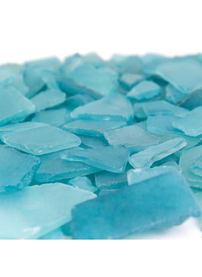 CYS EXCEL Sea Glass 16 Ounces Light Blue Multiple Color Choices Crushed Glass Vase Filler Aquarium Nautical Décor For Art Crafts Flat Frosted Dyed Color Stone  - Image 1