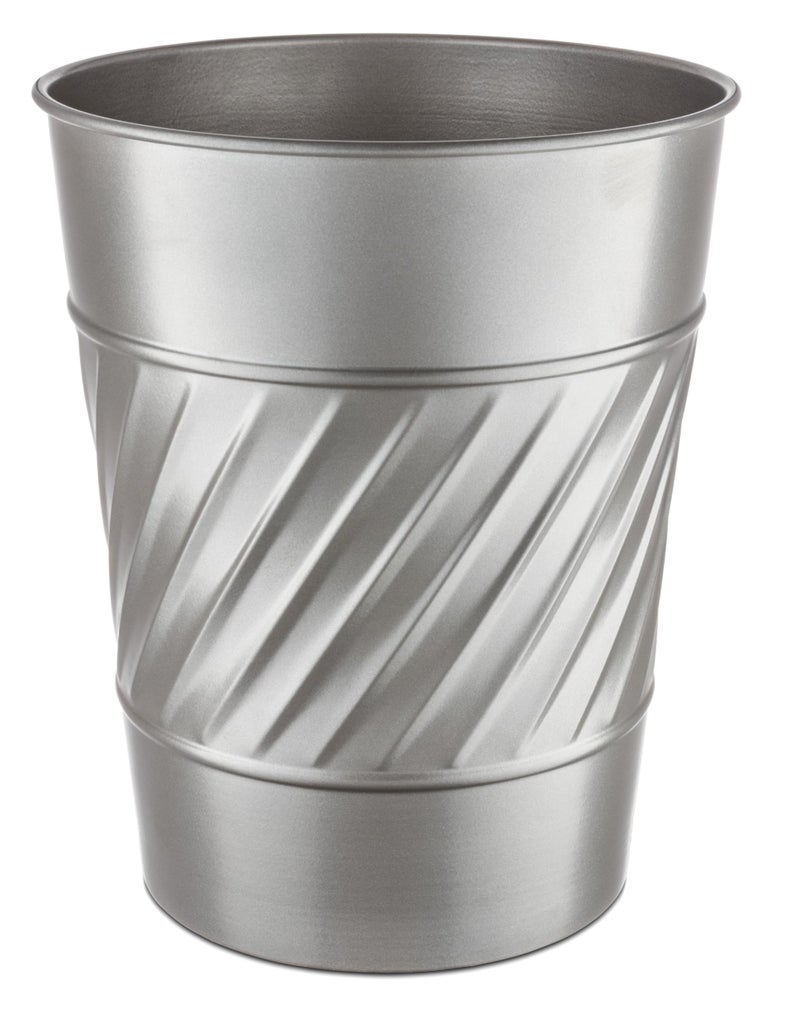 Monarch Abode Metal Bathroom Trash Can Waste Basket for Bedroom Office Desk Dorm Handcrafted Wave Embossed Durable Decorative Pewter Small Trash Can Bathroom Garbage Bin Wastebasket - Image 2