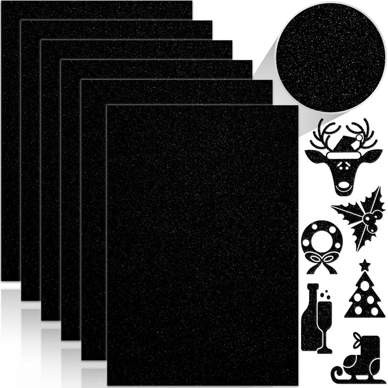 Twavang 24 Sheets Black Glitter Cardstock Paper A4 Premium Sparkly Paper for Scrapbook DIY Projects Party Decoration Gift Box Wrapping 250GSM92lb