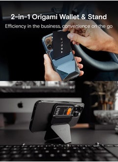 MOFT MagSafe Wallet for iPhone 15/14/13/12 Series, Strong Magnetic Phone Card Holder Fit 2 Cards & 3 Viewing Angles & Stain-Resistant Vegan Leather Phone Stand, Night Black  - Image 2