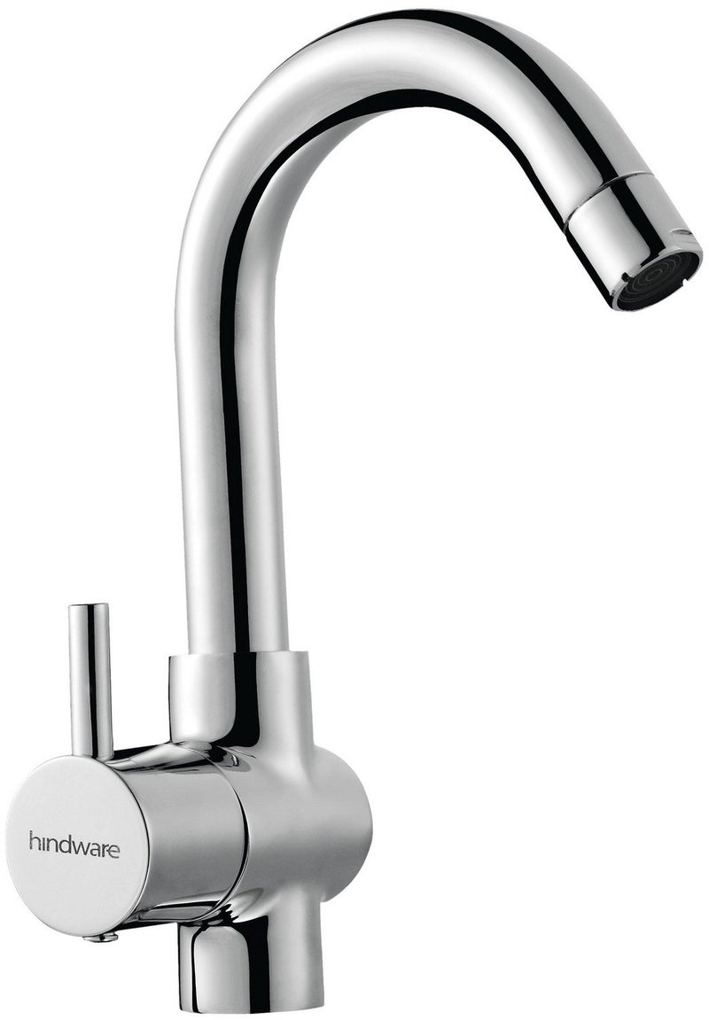 Hindware F280012CP Swan Neck Tap with Left Hand Operating Knob (Flora) with Chrome Finish