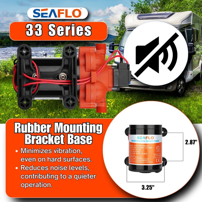 SEAFLO SEAFLO 33 Series DC Diaphragm Pump – 4-Year Warranty! 12V, 3.0 GPM, 45 PSI, Self-Priming, Run Dry Safe, Built-In Pressure Switch | Ideal for Marine, RV, and Water Systems  - Image 5