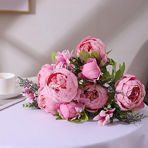Duovlo Springs Flowers Artificial Silk Peony Bouquets Wedding Home Decoration,Pack of 1 (Spring Light Pink) - Image 4