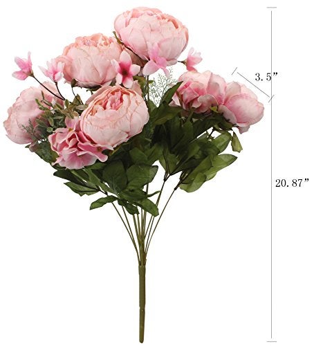 Duovlo Springs Flowers Artificial Silk Peony Bouquets Wedding Home Decoration,Pack of 1 (Spring Light Pink) - Image 2