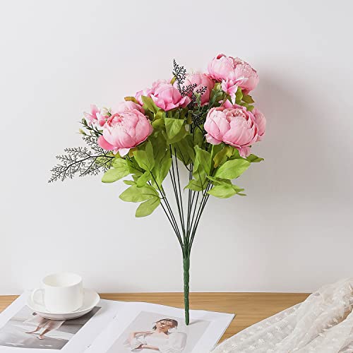 Duovlo Springs Flowers Artificial Silk Peony Bouquets Wedding Home Decoration,Pack of 1 (Spring Light Pink) - Image 3
