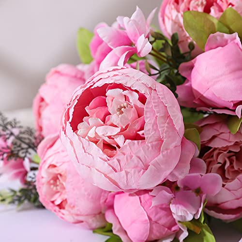 Duovlo Springs Flowers Artificial Silk Peony Bouquets Wedding Home Decoration,Pack of 1 (Spring Light Pink) - Image 5