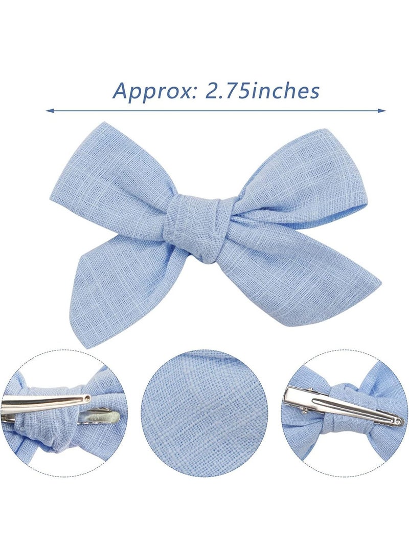 40 Pcs Girls Hair Clips, Linen Fabric Hair Bows, Barrettes Clips for Infant Fine Hair, Alligator Clips Hair Accessories for Little Girls Toddlers Kids and Teens, 20 Colors in Pairs - Image 2