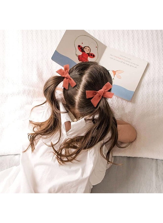 40 Pcs Girls Hair Clips, Linen Fabric Hair Bows, Barrettes Clips for Infant Fine Hair, Alligator Clips Hair Accessories for Little Girls Toddlers Kids and Teens, 20 Colors in Pairs - Image 4