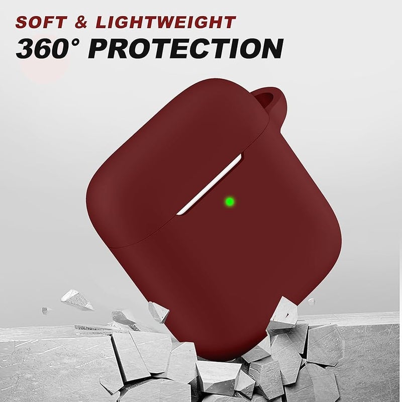Woyinger for AirPods Case Cover, Come with Cleaner Kit, Soft Silicone Protective Cover for Women Men Compatible with Apple AirPods 2nd 1st Generation Charging Case, Front LED Visible, Wine Red - Image 4