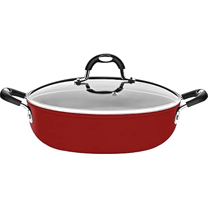 TRAMONTINA Monaco Induction 28Cm 42L Aluminum Skillet With Interior Starflon Premium Pfoa Free Nonstick Coating And Exterior Red Silicon Coating - Image 1